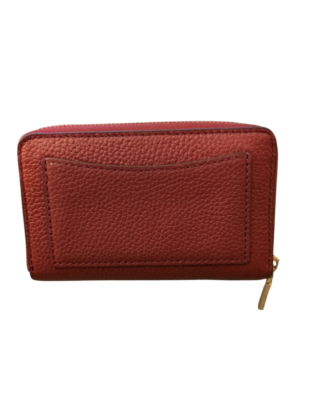 Michael Kors Brown Pebbled Leather Zip Wallet with Gold Logo